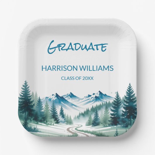 Mountain Adventure Grad Party Look Pappteller (Vorderseite)