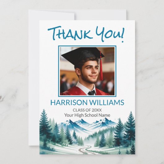 Mountain Adventure Graduation Dankeskarte (Vorderseite)