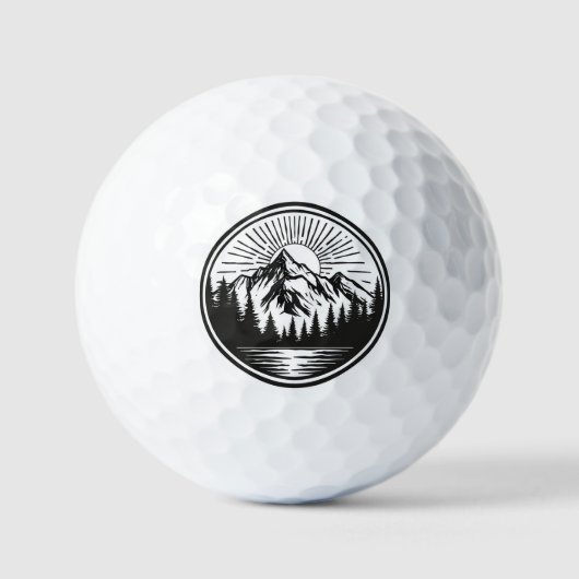 Mountain Adventure Logo | Camping Abzeichen | Outd Golfball (Vorderseite)