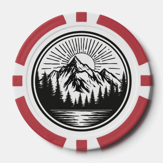 Mountain Adventure Logo | Camping Abzeichen | Outd Pokerchips (Vorderseite)