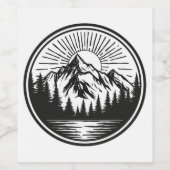 Mountain Adventure Logo | Camping Abzeichen | Outd Weinetikett (Einzelnes Label)