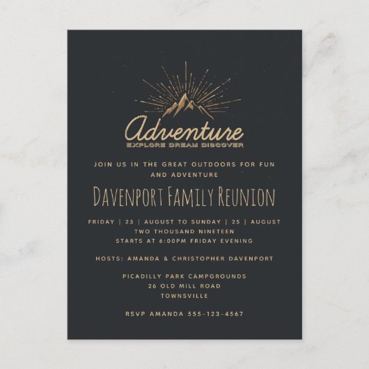 Mountain Adventure Rustic Family Wiedersehen Einla Postkarte (Vorderseite)