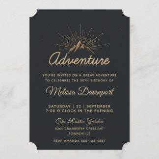 Mountain Adventure Typografy Party Einladung