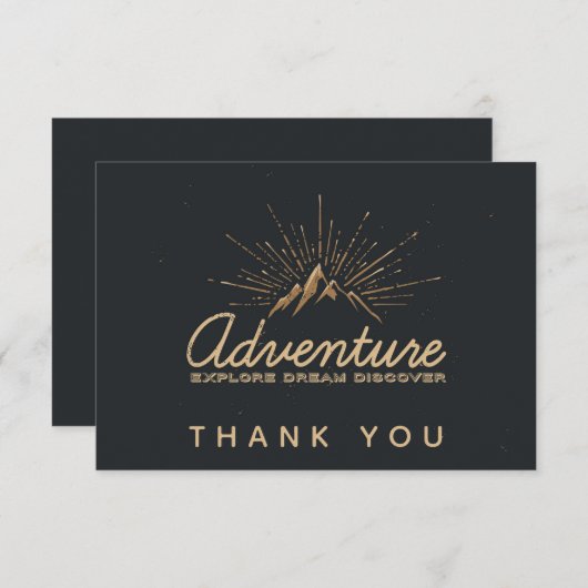 Mountain Adventure Typografy Vielen Dank Dankeskarte (Vorne/Hinten)