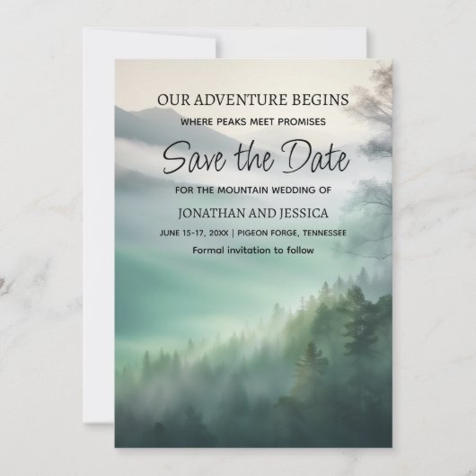 Mountain Adventure Wedding Foto Rett Date Save The Date (Vorderseite)