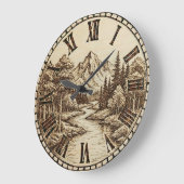  Mountain and River - Wall Clock Große Wanduhr (Winkel)
