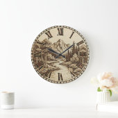  Mountain and River - Wall Clock Große Wanduhr (Zuhause)