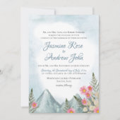 Mountain Asters Blue Wedding Einladung (Vorderseite)