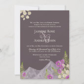 Mountain Asters Plum Wedding Einladung (Vorderseite)