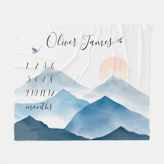 Mountain Baby Meilenstein Blanket, Monatskalender Fleecedecke (Vorderseite (Horizontal))