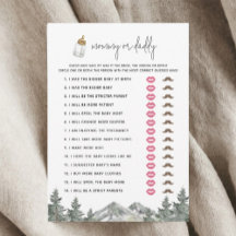 Mountain Baby Shower Mommy or Daddy Game Cards