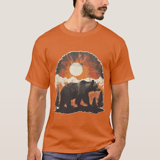 Mountain Bear Sunset Mädchen T-Shirt (Vorderseite)