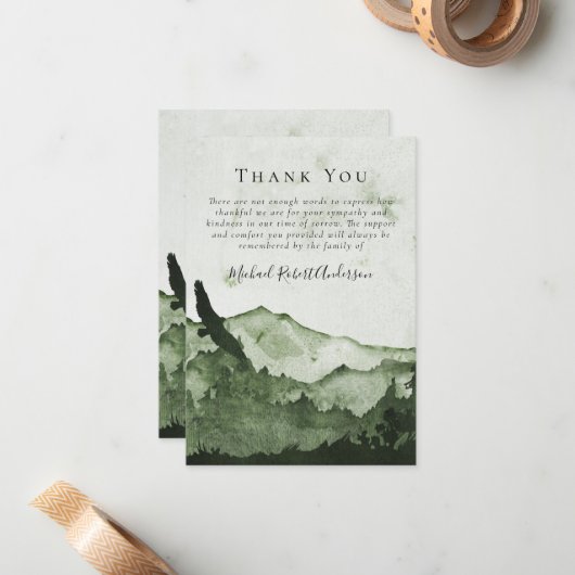 Mountain Beileid Beerdigung Danke Mitteilungskarte (Vorderseite/Rückseite Beispiel)
