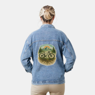 Mountain Bike Abenteuer Denim Kunst Jeansjacke