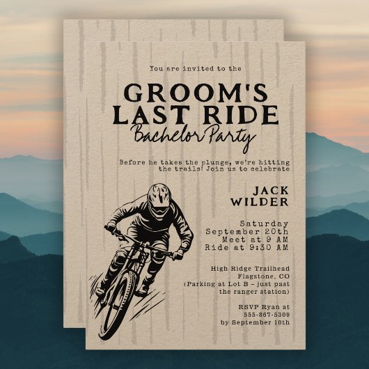 Mountain Bike Bachelor Party Groom's Last Ride Einladung