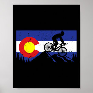 Mountain Bike Colorado's Biking Vintage Flagge - M Poster