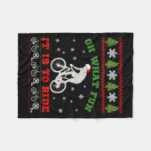 Mountain Bike Rider, Oh What Fun Christmas Ugly Sw Fleecedecke (Vorderseite (Horizontal))