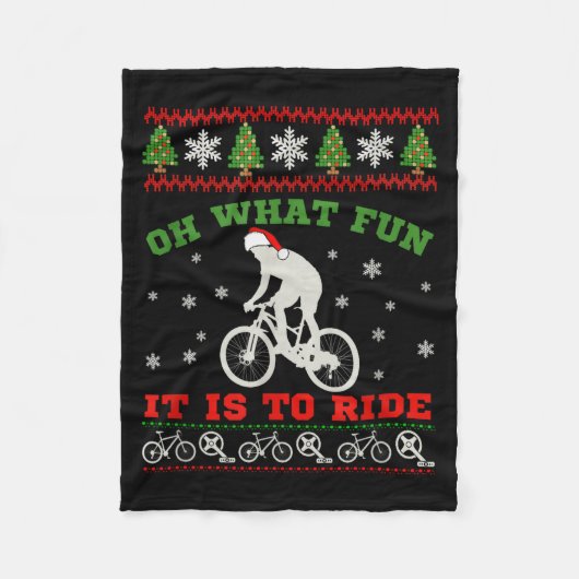 Mountain Bike Rider, Oh What Fun Christmas Ugly Sw Fleecedecke (Vorderseite)