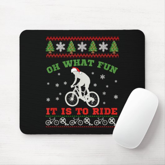 Mountain Bike Rider, Oh What Fun Christmas Ugly Sw Mousepad (Mit Mouse)