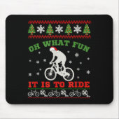 Mountain Bike Rider, Oh What Fun Christmas Ugly Sw Mousepad (Vorne)