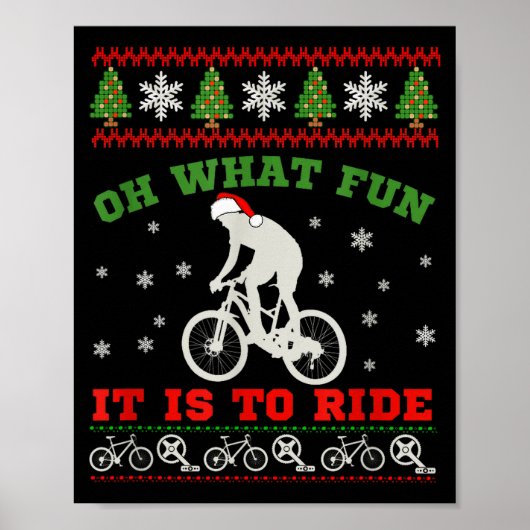 Mountain Bike Rider, Oh What Fun Christmas Ugly Sw Poster (Vorne)