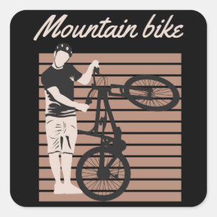 Mountain Bike Rider Quadratischer Aufkleber