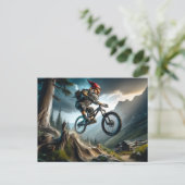 Mountain Bike Trail Shredding Gnome Postkarte (Stehend Vorderseite)