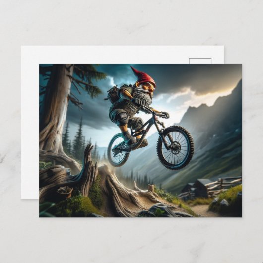 Mountain Bike Trail Shredding Gnome Postkarte (Vorne/Hinten)