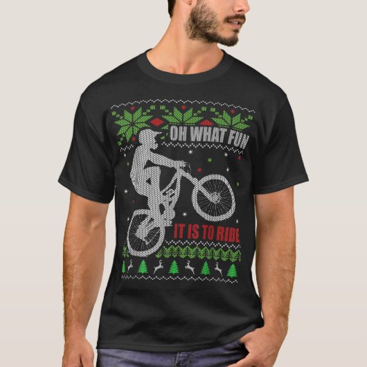 Mountain Bike Ugly Weihnachten T-Shirt (Vorderseite)