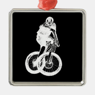 Mountain Biker MTB BMX CYCLIST Silbernes Ornament