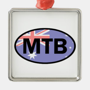 Mountain Biking Australia Flag Ornament Aus Metall