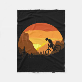 Mountain Biking Retro Sunset Trail Rider  Fleecedecke