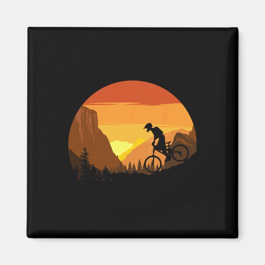 Mountain Biking Retro Sunset Trail Rider  Magnet (Vorne)
