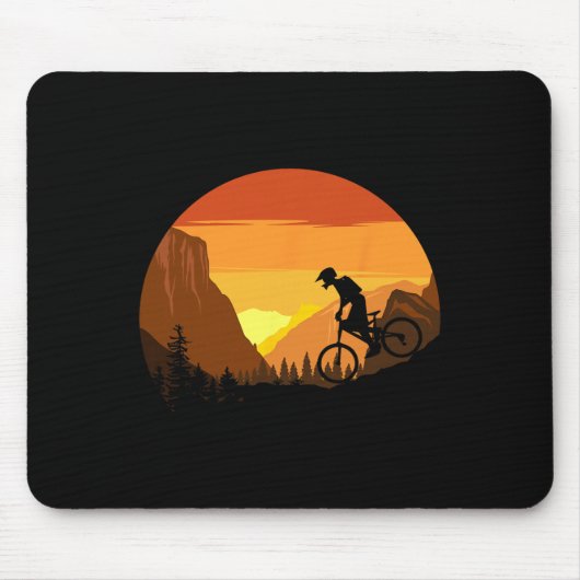 Mountain Biking Retro Sunset Trail Rider  Mousepad (Vorne)