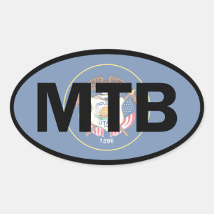 Mountain Biking Utah Flag Ovaler Aufkleber