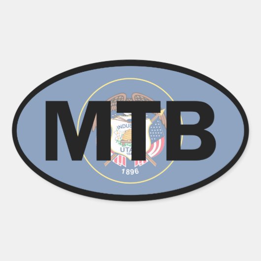 Mountain Biking Utah Flag Ovaler Aufkleber (Vorderseite)
