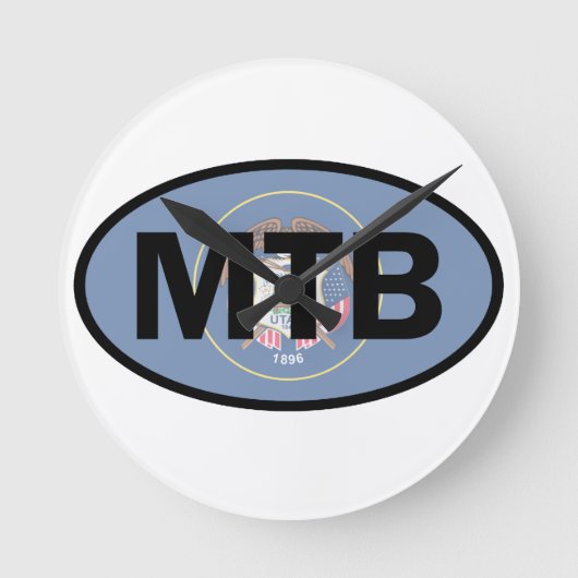 Mountain Biking Utah Flag Runde Wanduhr (Vorderseite)