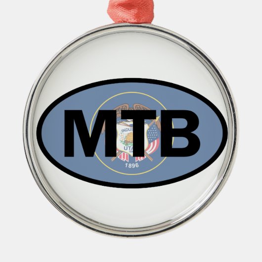 Mountain Biking Utah Flag Silbernes Ornament (Vorne)