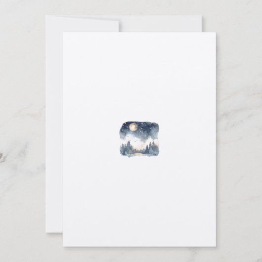 Mountain Blue Pine Moon Star Save the Date Hochzei Einladung (Rückseite)