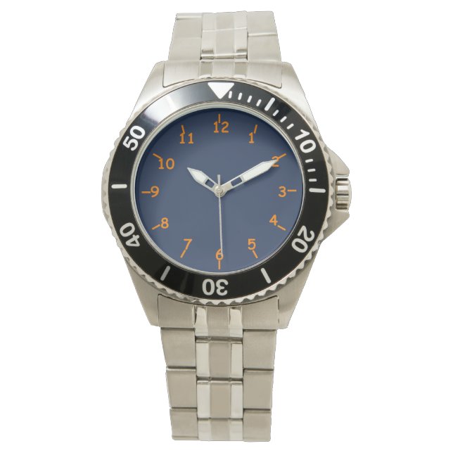 Mountain Blue und Orange Armbanduhr (Vorderseite)