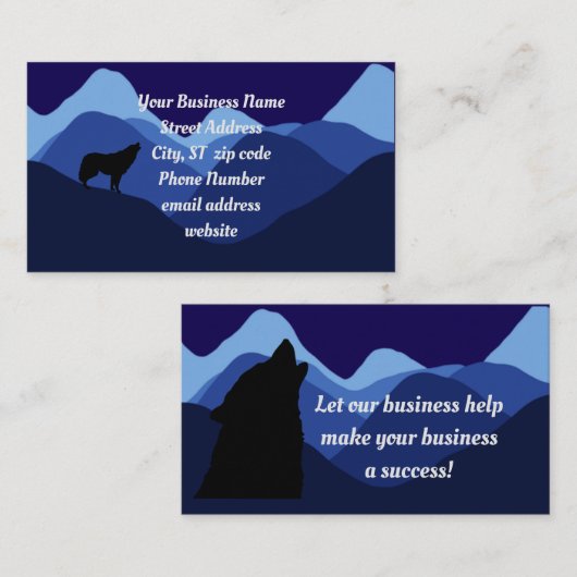 Mountain Blue Wolf 2 Side Business Card Visitenkarte (Vorne/Hinten)