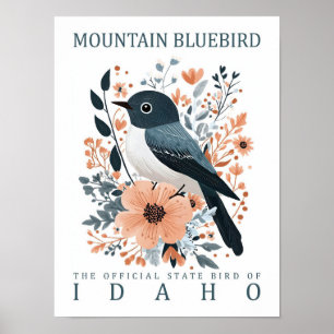 Mountain Bluebird Bird of Idaho USA Travel Poster