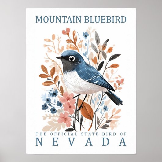 Mountain Bluebird Bird of Nevada USA Poster (Vorne)