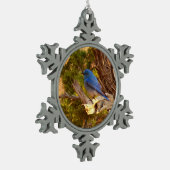 Mountain Bluebird im Nationalpark Arches Schneeflocken Zinn-Ornament (Links)