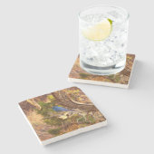 Mountain Bluebird im Nationalpark Arches Steinuntersetzer (Seitenansicht)