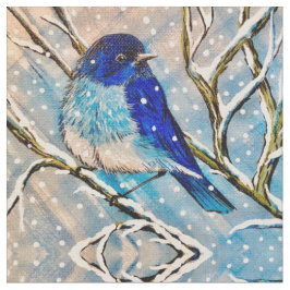 Mountain Bluebird im Schnee Stoff