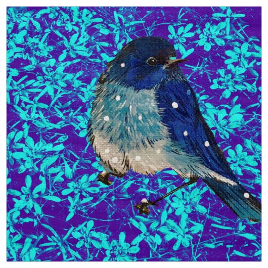 Mountain Bluebird in Blume Stoff (Muster)
