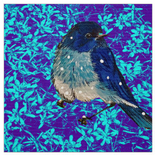 Mountain Bluebird in Blumenstoff Stoff