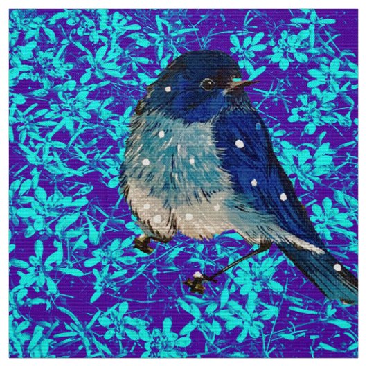 Mountain Bluebird in Blumenstoff Stoff (Muster)