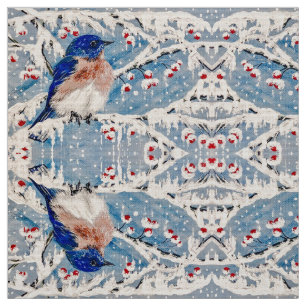Mountain Bluebird in Holly Berry Fabric Stoff